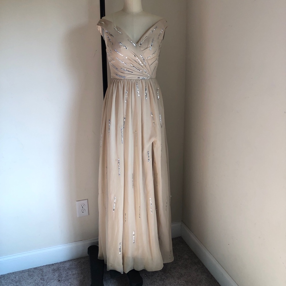 Custom Handmade Cream Sequined Dress
